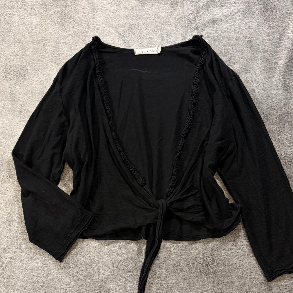 Y2k Black Tie Front Cardigan